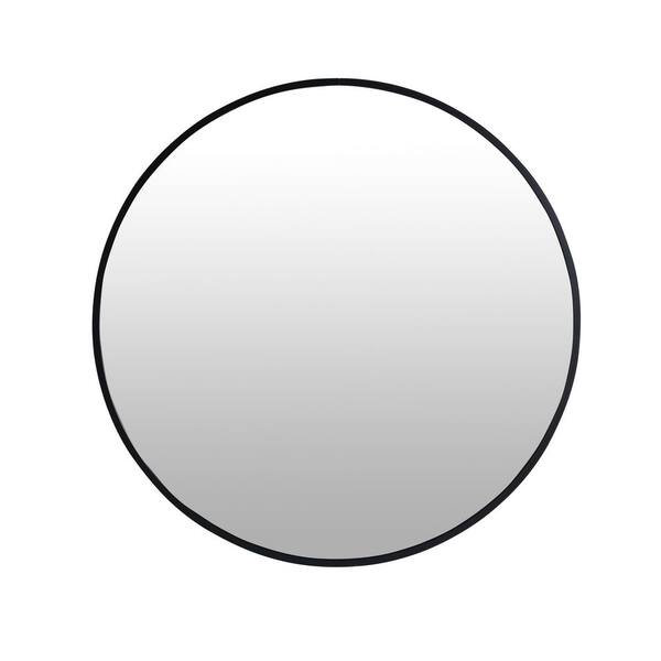 Unbranded 32 in. W x 32 in. H Round Framed Wall Bathroom Vanity Mirror in Black