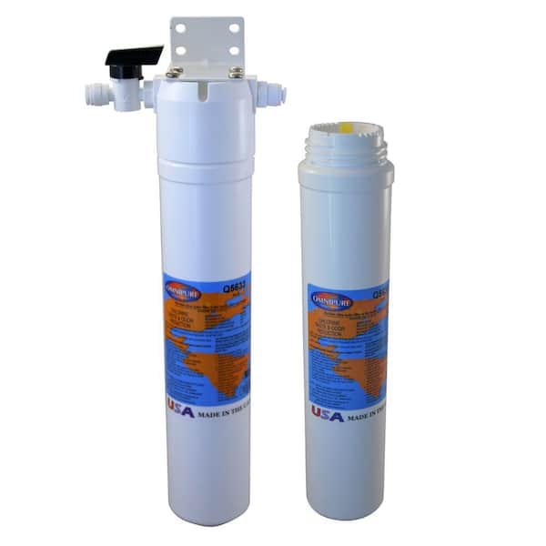 Westbrass Carbon Block Under Sink Water Filter with 1500 Gal. Capacity and Second Replacement Water Filter Cartridge