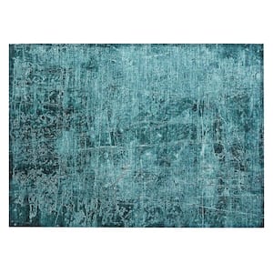 Chantille ACN559 Teal 1 ft. 8 in. x 2 ft. 6 in. Machine Washable Indoor/Outdoor Geometric Area Rug