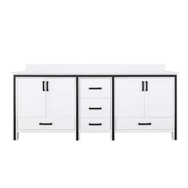 Ziva 80 in W x 22 in D White Double Bath Vanity and Cultured Marble Top
