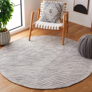 Trace Gray/Ivory 6 ft. x 6 ft. Abstract Round Area Rug
