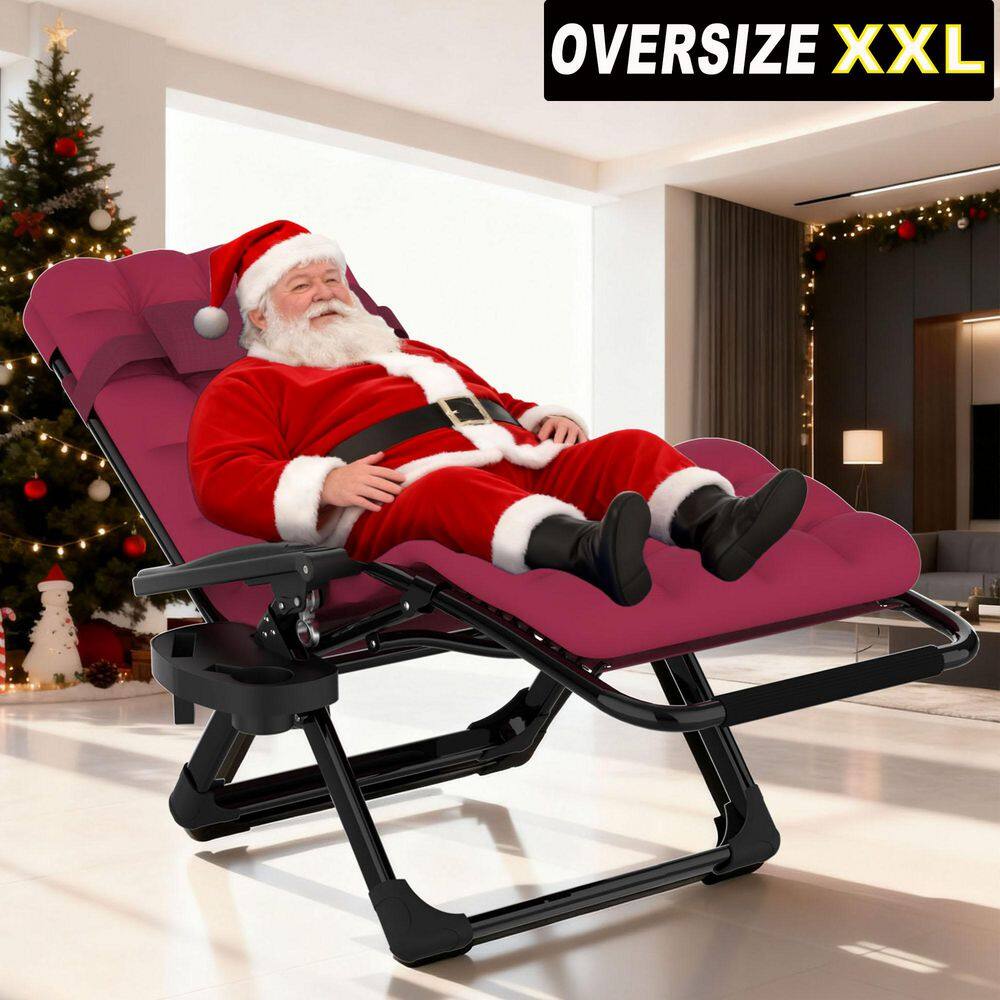 Zero Gravity Lounge Chair-Foldable Alloy Steel Recliner with Adjustable Headrest with Burgundy Cushion for Patio, Lawn price history on PriceWatchPro