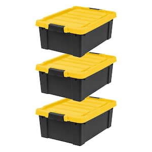 47 Qt. Heavy Duty Stor-It-All Plastic Storage Bin, Black/Yellow, 3-Pack
