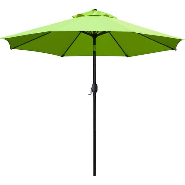 9 ft. Aluminum Cantilever Market Solar Tilt Half Patio Umbrella in Grass Green