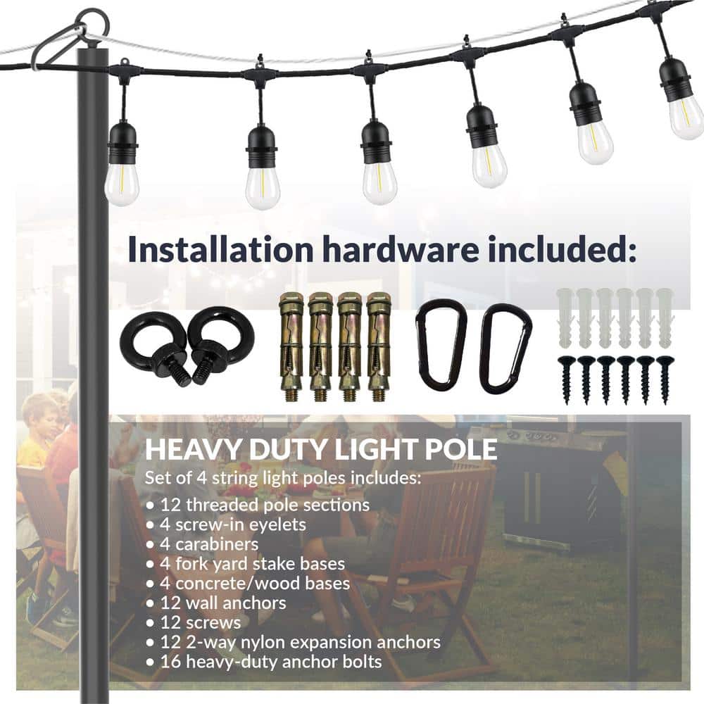9-ft. 8-in. Powder Coated Steel Outdoor Lantern Poles