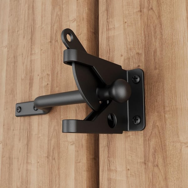 WINSOON 5.8 in. Black Heavy-Duty Self-adjusting Gravity Gate Latch