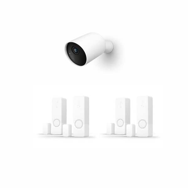 Indoor/Outdoor Wireless Smart Security Camera and Door/Window Contact Sensor Combo (1 Camera, 2 Sensors)