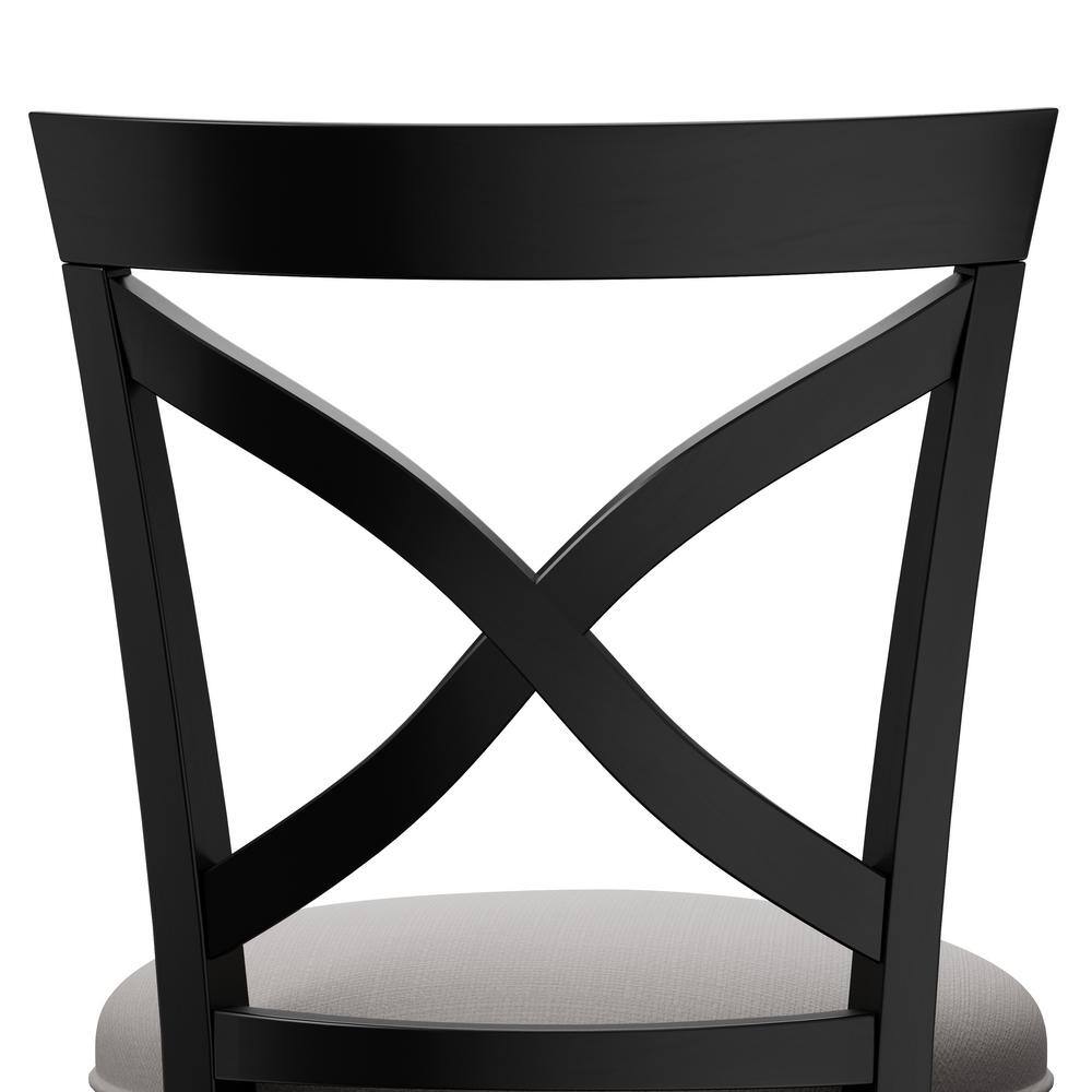 Ellendale 38'' Black Wood Swivel Counter Height Stool with Fog Gray Seat