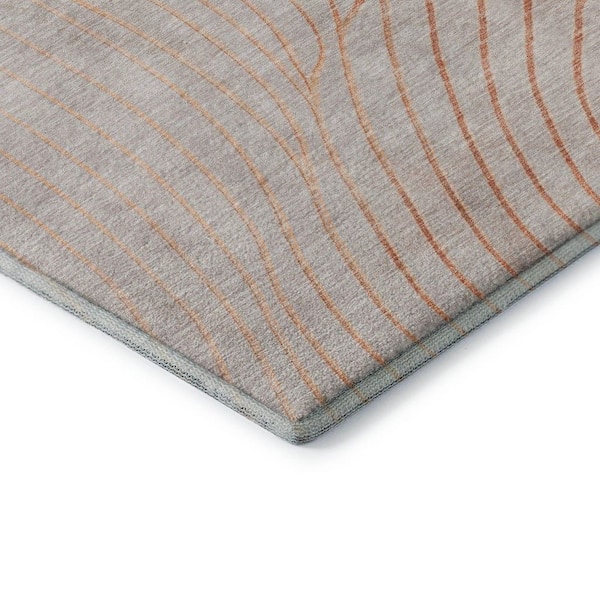 Mayfield Premium Machine Washable Abstract AMF2107 Copper 5 ft. x 7 ft. 6 in. Area Rug