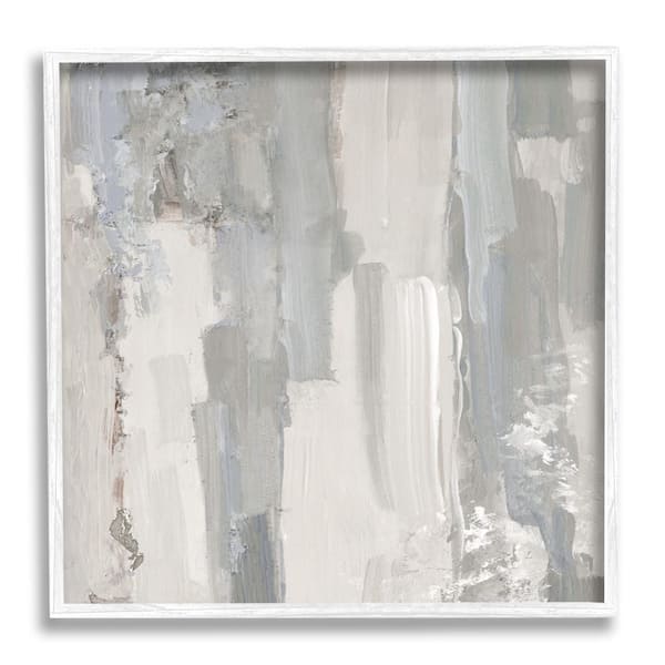 Stupell Industries Grey Brushed Abstract Arrangement by Sally Swatland 1-Piece White Framed Abstract Giclee Art Print 17 in. x 17 in.