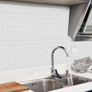 Subway White Peel and Stick Backsplash Tiles Vinyl /Gel Mosaic 12 in. x 12 in .( 8.2 sq .ft / box)