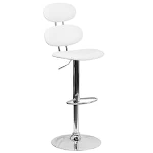 32 in. Adjustable Height White Cushioned Bar Stool