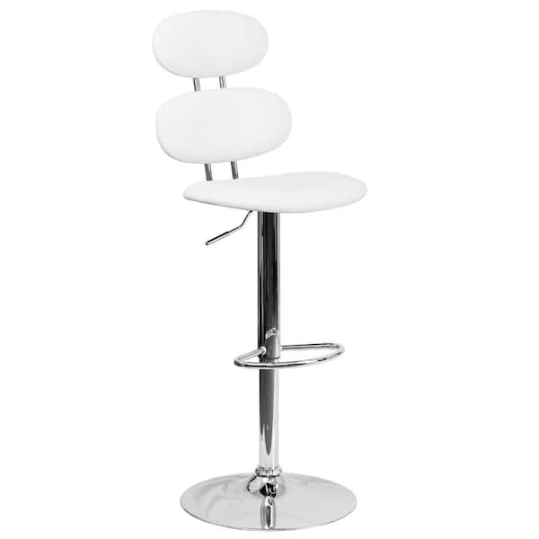 Flash Furniture 32 in. Adjustable Height White Cushioned Bar Stool