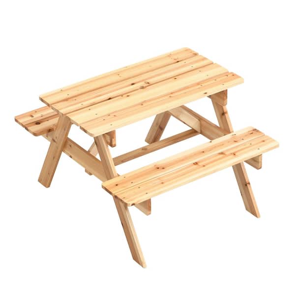 Natural Wood Rectangle Kids Picnic Table