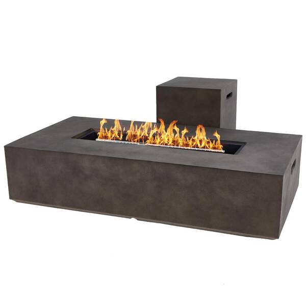 Upha 56 In X 28 Rectangle Concrete, Home Depot Outdoor Gas Fire Pit Tables