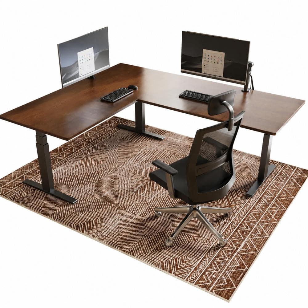 Black 75 in. x 60 in. Non-Slip Washable Floor Protection Mat Under Desk Rug Temporary Floor and Wall Protection