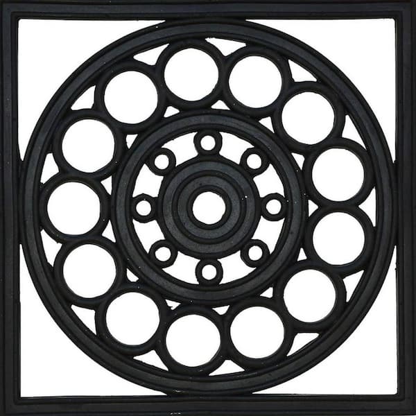 Black 16 in. x 16 in. Rubber Outdoor Door Mat