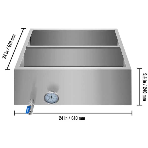 Maple Syrup Evaporator Pan 48x24x9.4 Inch Stainless Steel Maple Syrup  Boiling Pan with Valve and Thermometer and Divided Pan