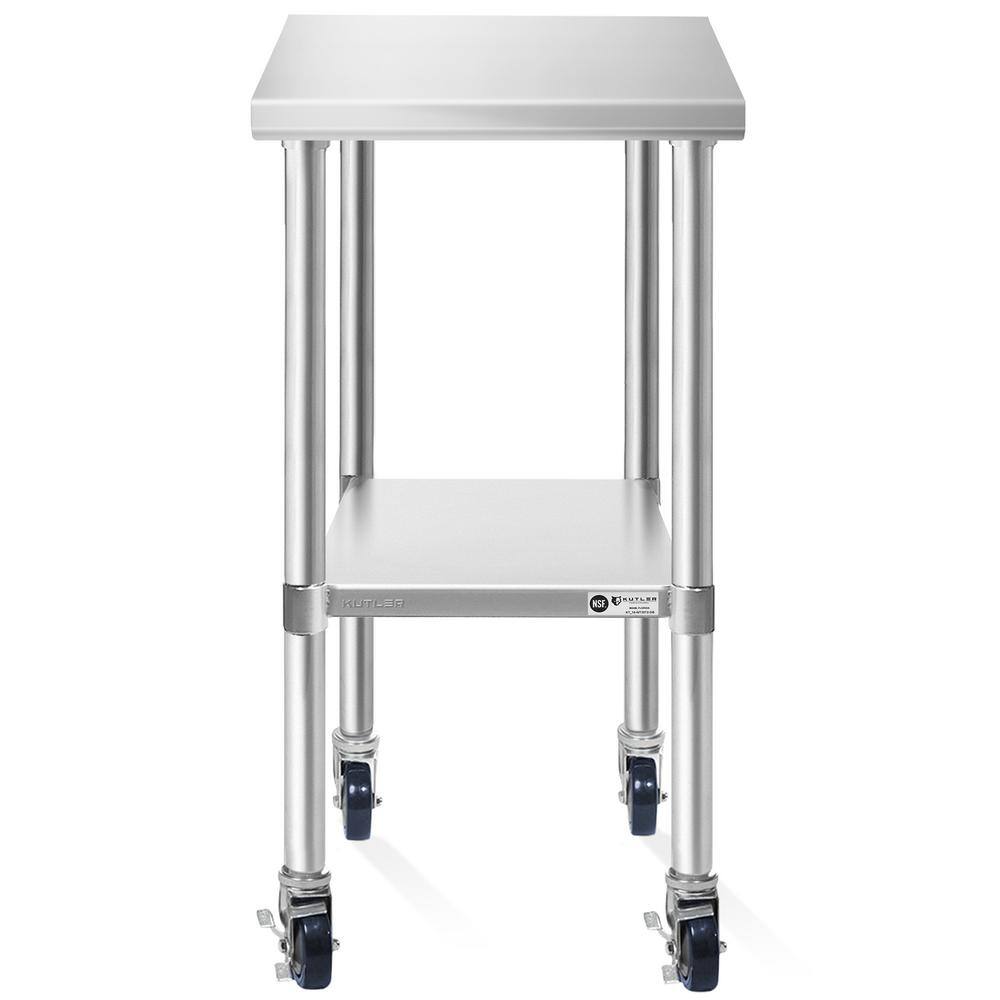 24" x 18" Stainless Steel Rolling Work Table with Undershelf