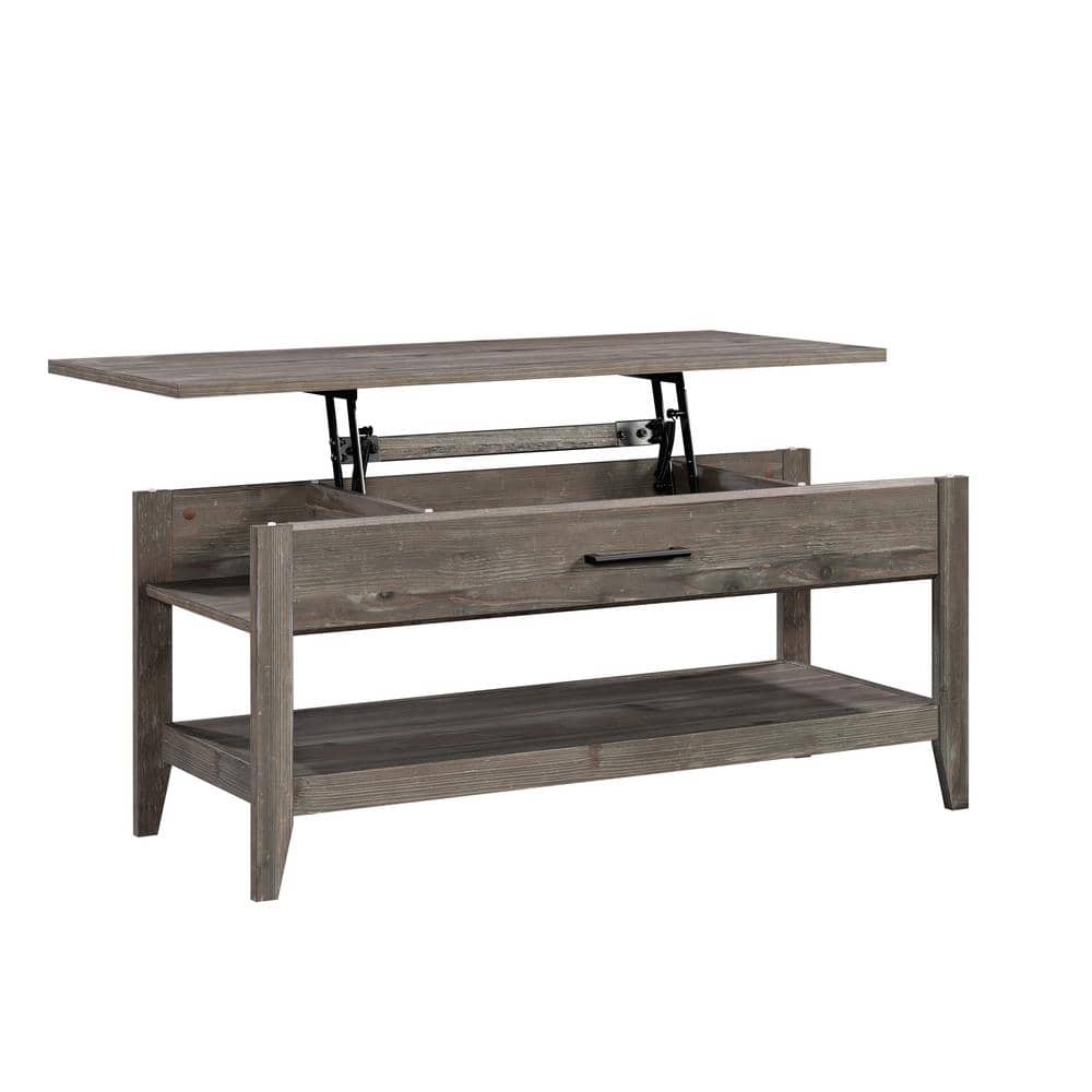 Pebble Pine Lift-Top Coffee Table with Storage Shelf