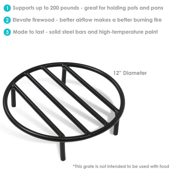 Sunnydaze Firewood Grate Round Black Steel Outdoor Fire Pit Accessory - 12 Sunnydaze Firewood Grate Round Black Steel Outdoor Fire Pit Accessory - 12