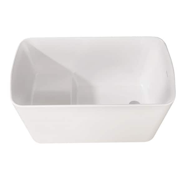 Zeafive 49 in. x 27.9 in. Acrylic Japanese Soaking Tub Flatbottom Free Standing Deep Soaking Bathtub in White with Chrome Drain