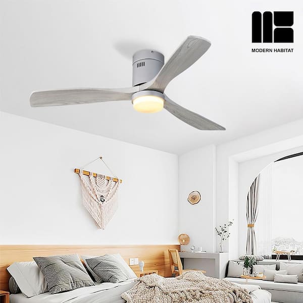MODERN HABITAT SerenityShine Blade Span 52 in. Indoor Satin Silver Low Profile Ceiling Fan with LED Bulb Included with Remote Included CFL 934 52SG MW The Home Depot