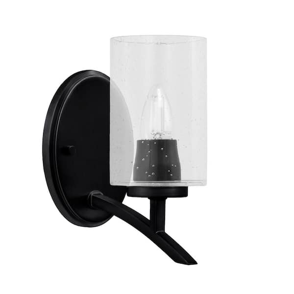 Unbranded Siena 4 in. 1-Light Matte Black Sconce with 4 in. Clear Bubble Glass Shade No Bulb Included