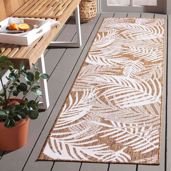 Beach House Brown/Ivory 2 ft. x 6 ft. Oversized Tropical Indoor/Outdoor Runner Rug