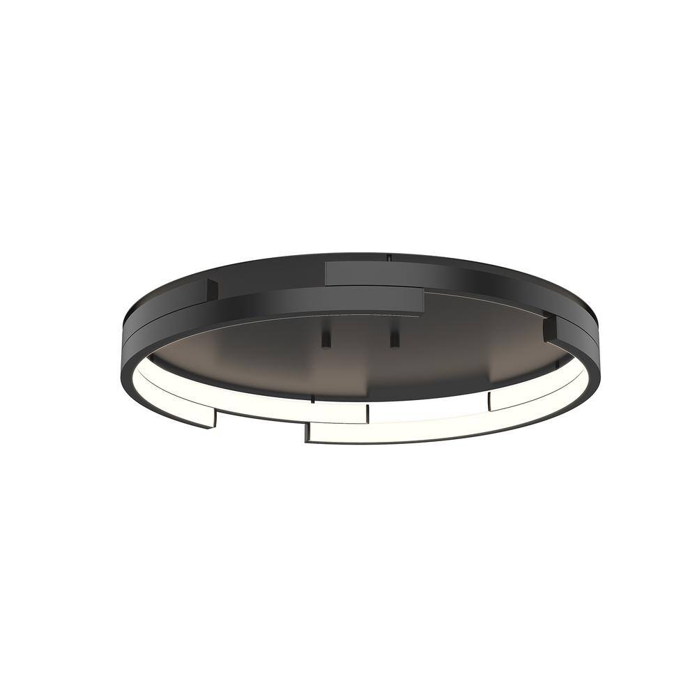Anello Minor 19" Black LED Flush Mount with Brushed Nickel