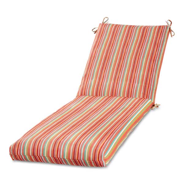 Greendale Home Fashions 23 in. x 73 in. Outdoor Chaise Lounge Cushion in Watermelon Stripe