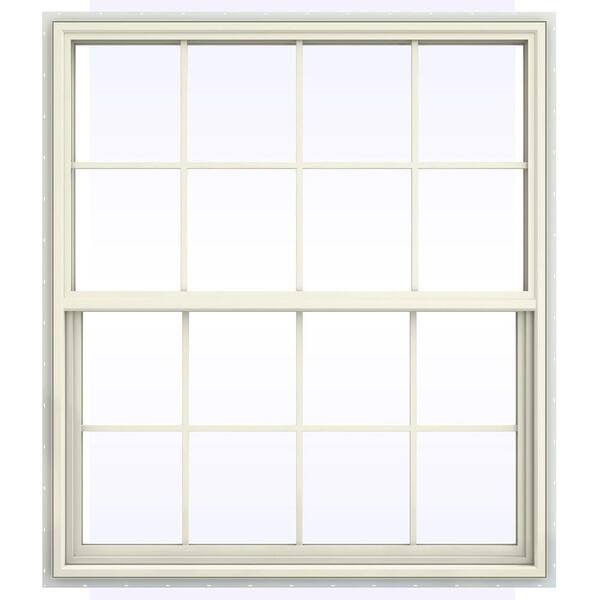 JELD-WEN 47.5 in. x 47.5 in. V-4500 Series Single Hung Vinyl Window with Grids - Yellow