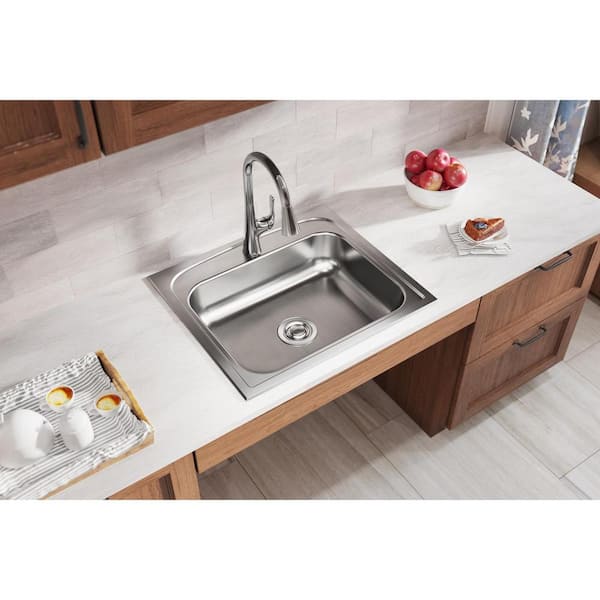 Pergola 25 in. Drop-in Single Bowl 20-Gauge Stainless Steel Kitchen ADA Sink Only