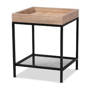 Overton 15.7 in. Oak Brown and Black Square Wood End Table