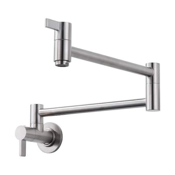 AVITAS Wall Mounted Pot Filler with Dual-Handle in Brushed Nickel