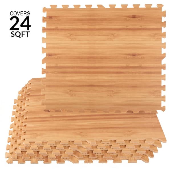 24 in. x 24 in. x 0.4 in. Floor Mat 6PK - 24 sq. ft. Light Wood
