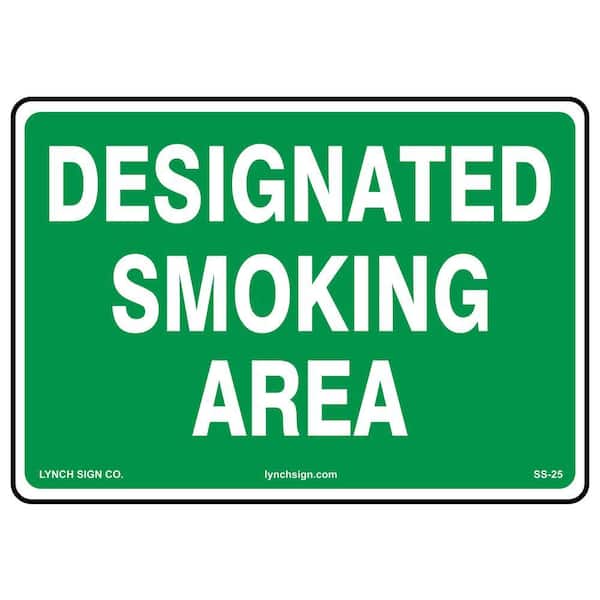14 in. x 10 in. Designated Smoking Sign Printed on More Durable, Thicker, Longer Lasting Styrene Plastic