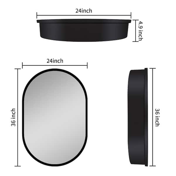 MEDUNJESS ASY 24 in. W x 24 in. H Round Black Framed Wall Mount Medicine Cabinet with Mirror