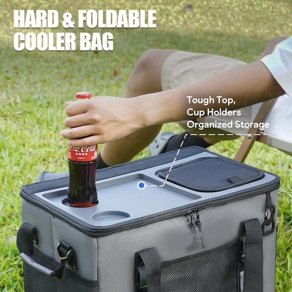 42 qt. Soft Cooler Bag with Hard Shell and 2 Cup Holders