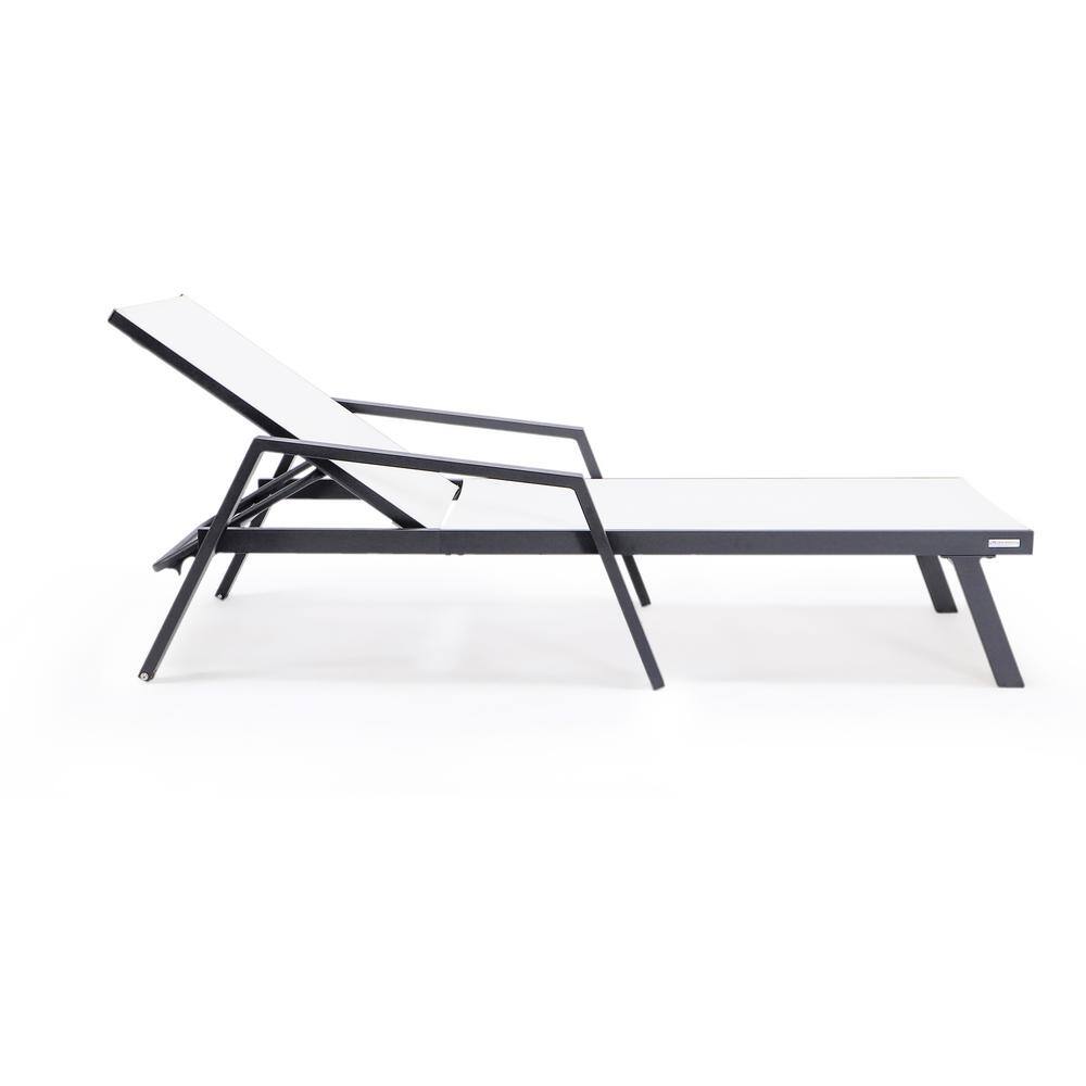 Marlin Black Aluminum Patio Chaise Lounge Chair with White Sling