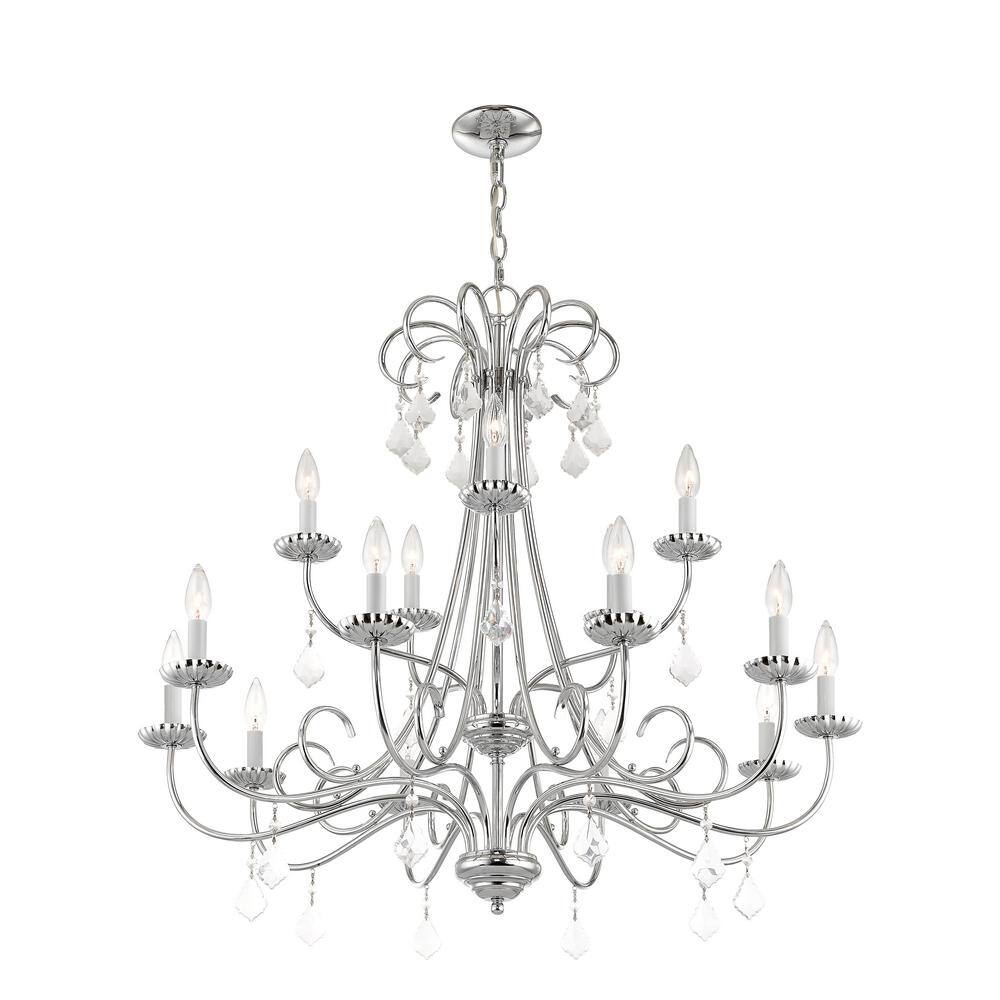 Daphne 15-Light Polished Chrome Crystal Chandelier