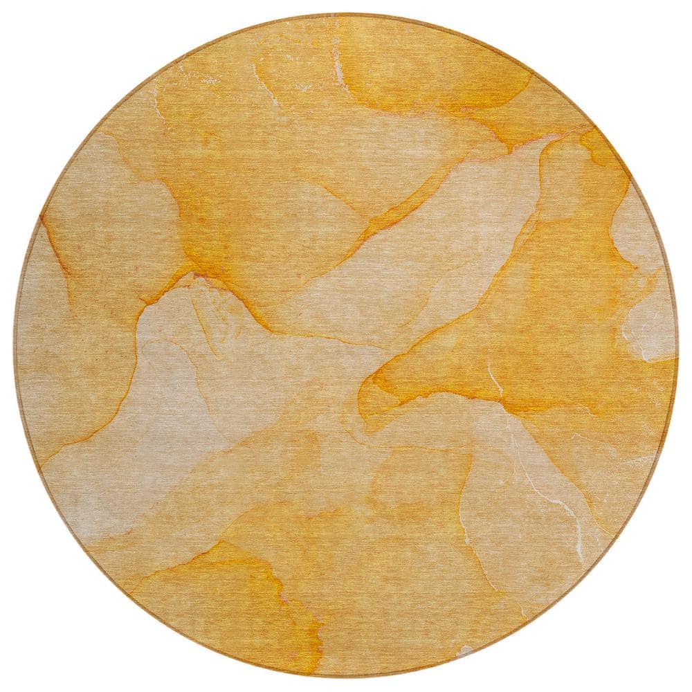Chantille ACN509 Orange 8 ft. x 8 ft. Round Machine Washable Indoor/Outdoor