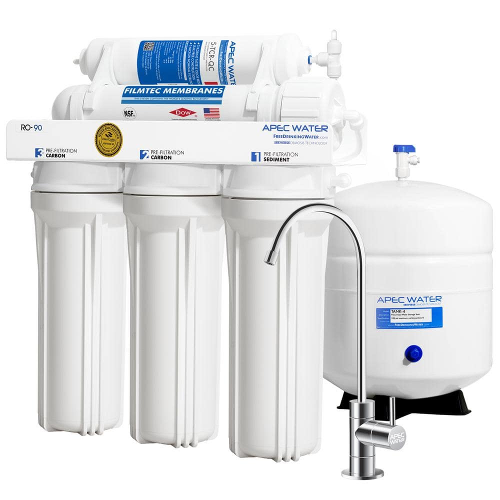 APEC RO-90 High Flow White Reverse Osmosis Water Filter System
