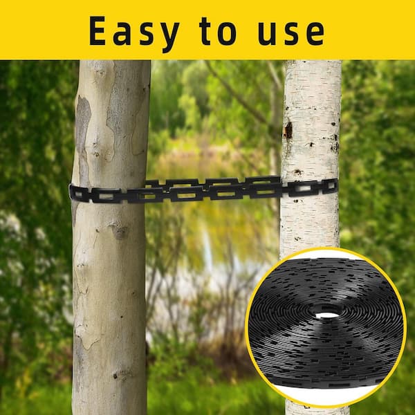 0.5 in. x 50 ft. Black Plastic Tree Tie Chain, Adjustable Reusable Plant Support Strap Accessory
