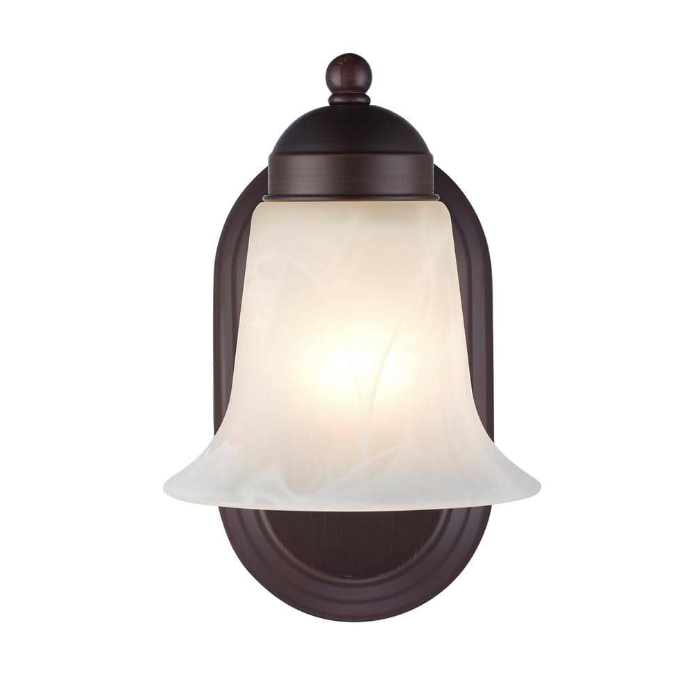 Bronze 6" Traditional Wall Sconce with Marbleized Glass Shade