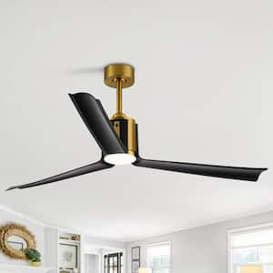 Parvez 60 in. Integrated LED Indoor Black and Gold Ceiling Fans with Light and Remote Control Included