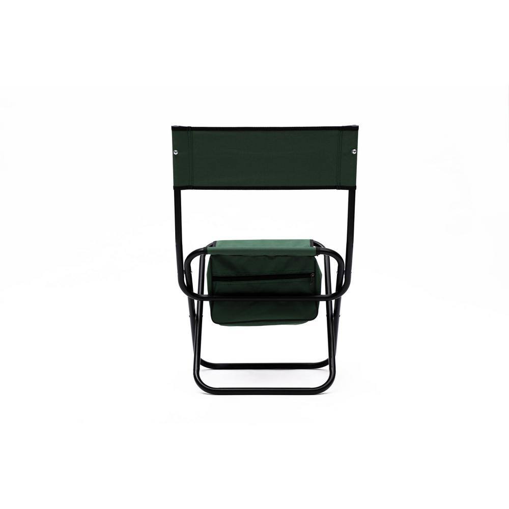 Green Steel Frame Folding Camping Chairs with Storage Bag, Set of 2