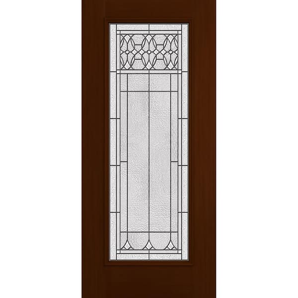 JELD-WEN 36 in. x 80 in. Full View Selwyn Reversible Decorative Glass Amaretto Fiberglass Front Door Slab