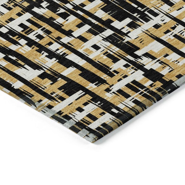 Chantille Machine Washable Indoor/Outdoor Abstract ACN1060 Black 10 ft. x 14 ft. Area Rug