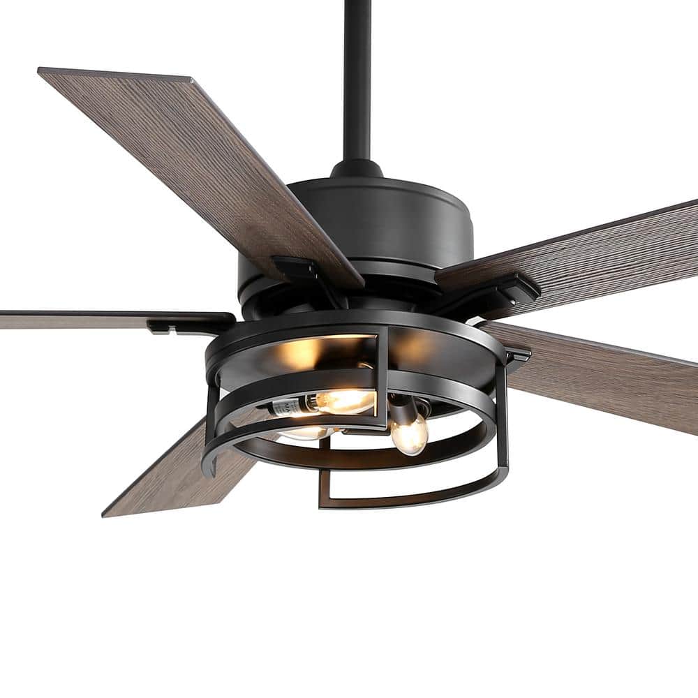 Breezary Ellard 52 in. Indoor Black Ceiling Fan with Light Kit and